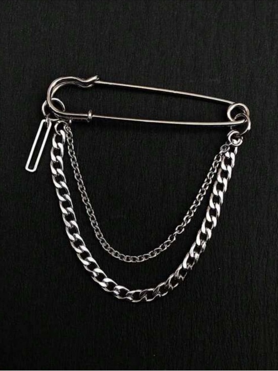 Anthropologie Jewelry - Anthropologie Silver Safety-Pin Chain Brooch